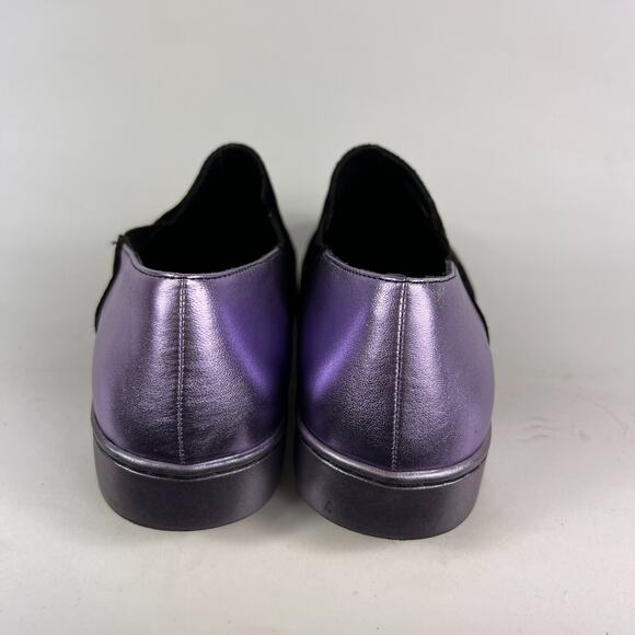Free People Varsity women's size 7.5 black velvet purple leather slip on shoes - Picture 7 of 11